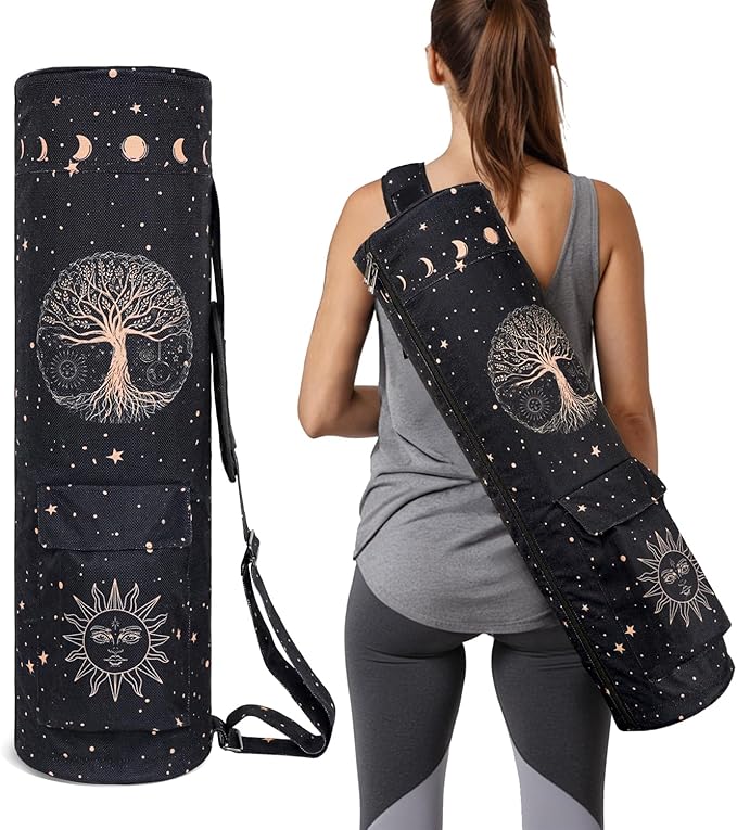 Yoga Mat Bag Full-Zipper Yoga Mat Carrier with Extra Wide Adjustable Strap 2 Multi-Functional Storage Cargo Pocket Stylish & Functional Yoga Bag Pilates Bag for Women & Men