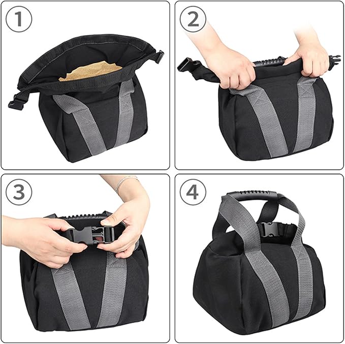 2Pcs Fitness Sandbags with Non-Slip Handle Refillable Portable Canvas Sand Kettlebell Soft Sand Bag for Home Training, Fitness, Yoga Workou Sandbags for Working Out