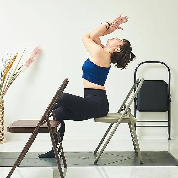 Yoga Chair,Foldable Pilates Chair,Soft Sponge Cushion,Easy to Carry and Store,for Indoor and Outdoor Yoga Studios(Color2)