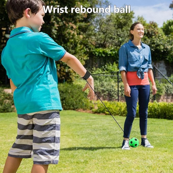 1Pc Green Wrist Return Ball - Adjustable Bounce Back Balls with String, Rubber Elastic Rebound Balls Finger Exercise Prop Activity and Play Wrist Ball