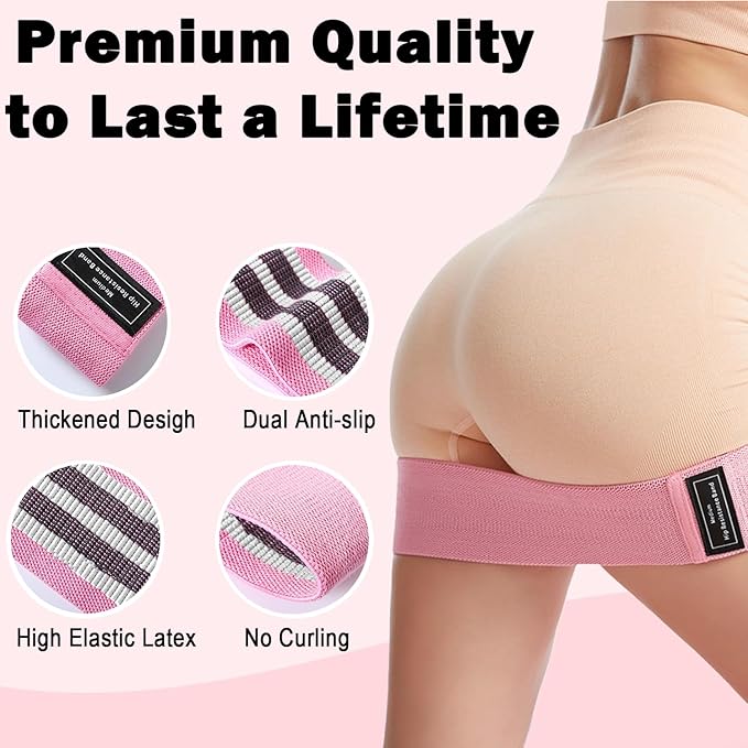 Fabric Resistance Bands for Legs, 3 Levels Non-Slip Exercise Bands for Working Out,Booty Bands for Women & Men, Glute Bands for Home Gym Yoga Pilates Rehab Fitness