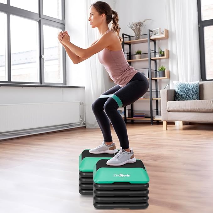 ZENY 16" x 16" High Aerobic Step Aerobics Stepper Platform with 4 Risers, Exercise Workout Stepper, Home Gym Equipment, Fitness Step Platform, Adjustable Aerobic Stepper
