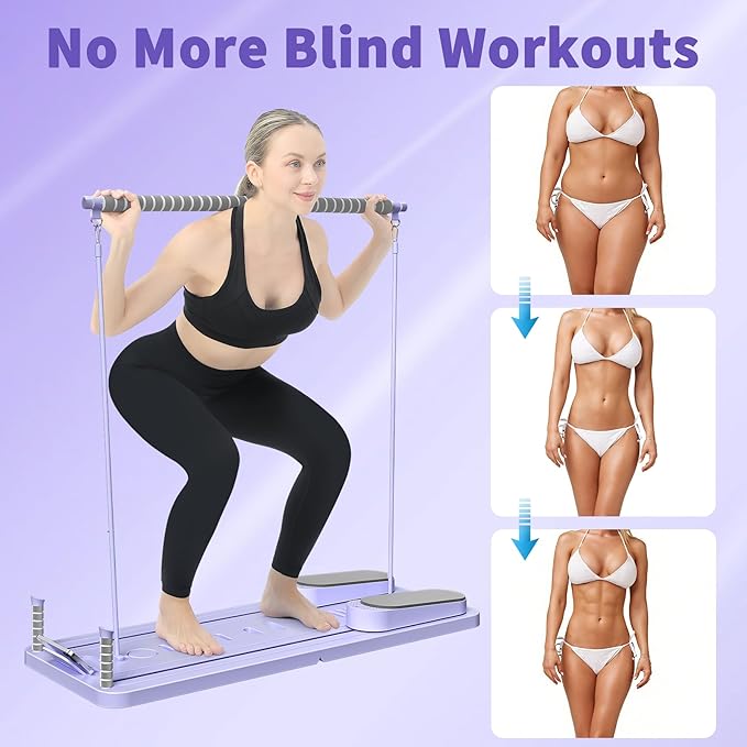 Pilates Board - Pilates Reformer Set, Multi-Purpose Foldable Pilates Reformer Board for Home,11 in 1 Pilates Equipment