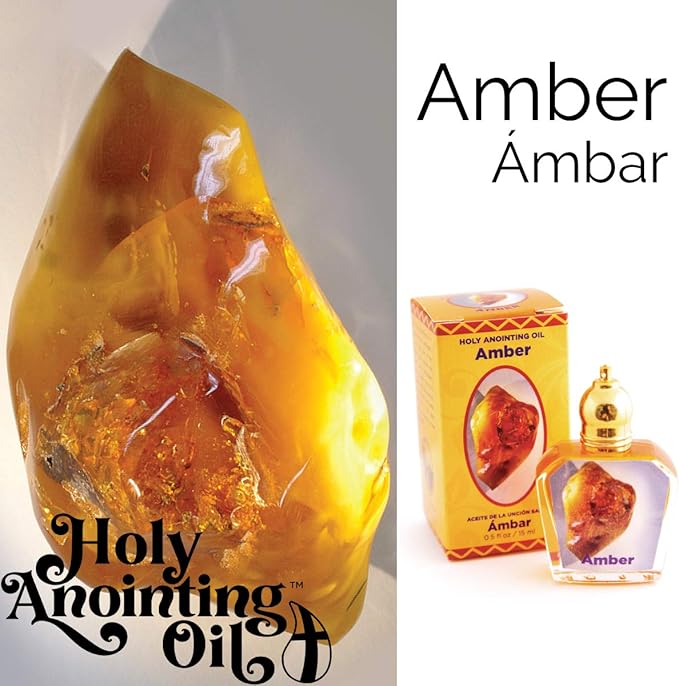 Amber Holy Land Anointing Oil from Israel, 1/2 oz Roller Bottle from Jerusalem, Locally Sourced Herbs & Essences, Gift for Pastors, Priests, Rabbi, & Clergy, Aceite Ungido de Ámbar
