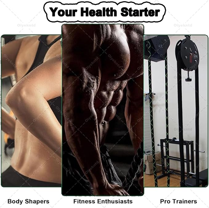 Endless Rope Trainer, Resistance Trainer Machine, Suspension Endless Rope Pulley System, Closed-Loop Nylon Rope, Home Gym Infinity Rope for Interval Resistance Training Black