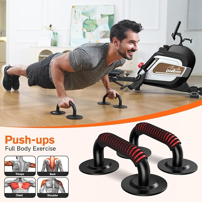pooboo Rowing Machine for Home, Max 360 LBS Magnetic Rower with APP and LCD Monitor, Tablet Holder, Upgraded Rowing Machines with Comfortable Seat Cushion