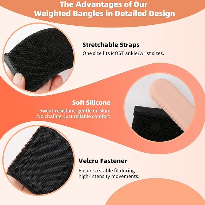Wrist Weights, Silicone Adjustable Ankle Weights for Women Men - Strengthen Arms and Legs Ideal for for Home Gym Workout, Running, Yoga, Pilates, Barre, Exercise, Strength Training