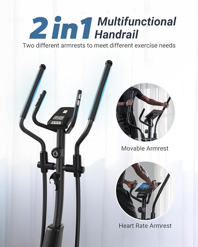 MERACH Elliptical Exercise Machine for Home Use, Elliptical Machine with Hyper-Quiet Magnetic Drive System, 16-Level Resistance Adjustment, 15.5IN Stride, 350LBS Loading Capacity, MERACH App