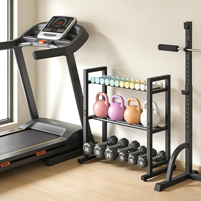 Dumbbell Rack Weight Rack Dumbbell Rack Stand Only 3 Tier Weight Storage Racks Adjustable Width Weight Storage Organizer for Home Gym Up to 450 lb Capacity (Dumbbells Not Included)