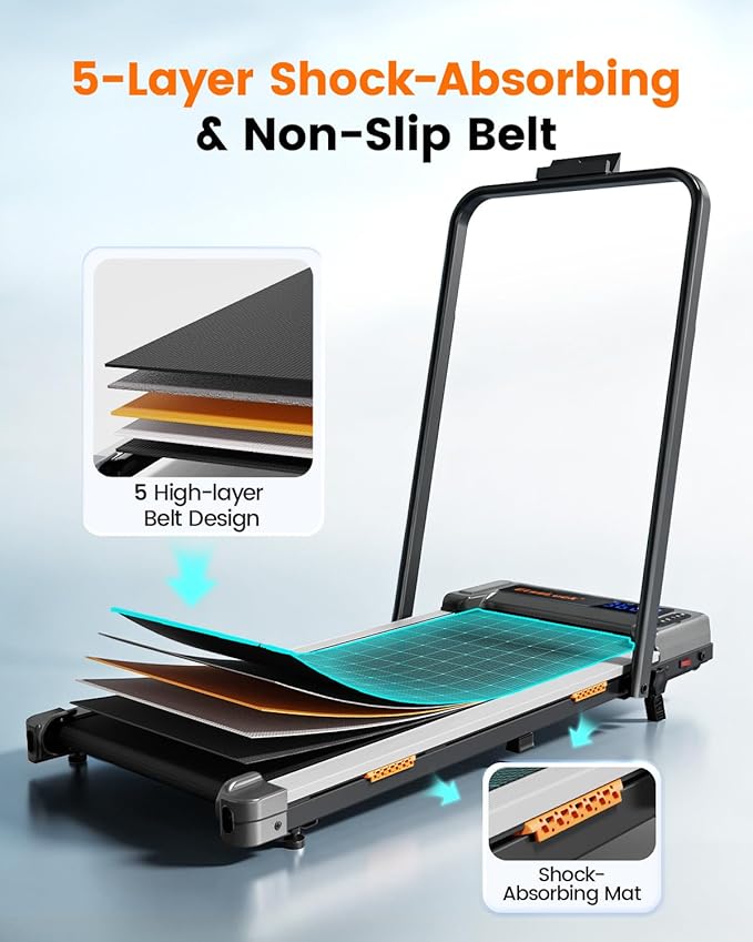 3-in-1 Walking Pad with Incline and Handle Bar, 2.5 HP Quiet Walking Pad Treadmill with 265 LBS Capacity, Portable Under Desk Treadmill, Foldable Treadmills for Home Office