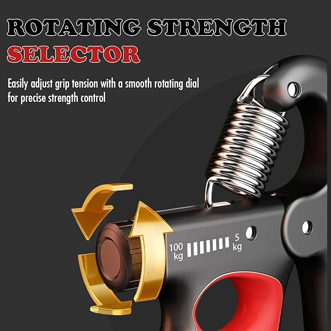 Adjustable Grip Strength Trainer Hand Gripper for Grip Strength, Forearm & Wrist Strengthener, Hand Exerciser for Strength Training & Therapy 11-220Lbs(5-100KG) | Red