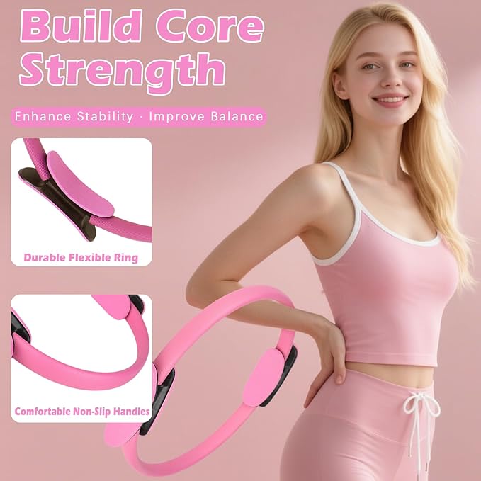 Pilates Kit for Home Workouts – Pilates Equipment Set with Ring, Ball, Resistance Bands, Pilates Accessories, Pilates Essentials Kit for Women, Pilates Sets for Home Exercise