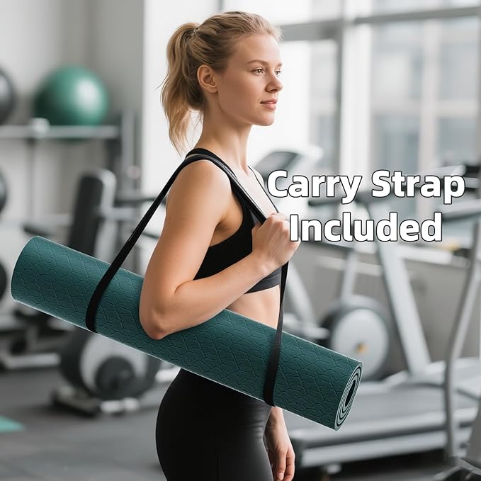 ILILI Yoga Mat, 72x25×0.3 Inch, TPE Exercise Mat, Tear-Resistant, Fitness Yoga Mat with Carrying Strap, Ideal for Yoga, Pilates, Home Workouts, Stretching & All Fitness Routines