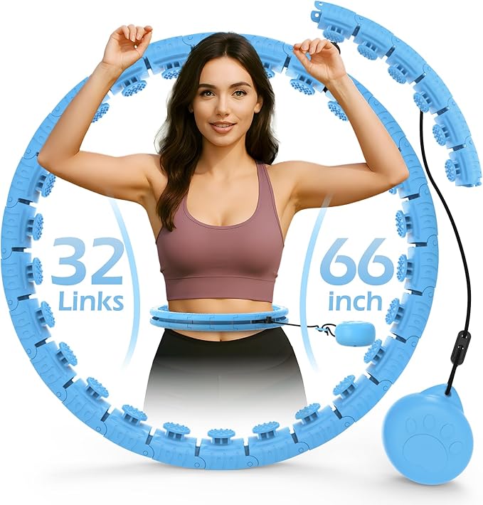 Weighted Hula Circle with 24/26 Links(51-56 Inch) for Adults Weight Loss, Infinity Fitness Hoop Plus Size, for Women Smart Exercise Equipment
