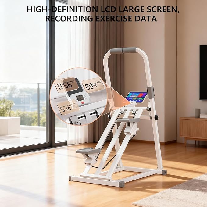 Foldable Stair Stepper with Handlebar, Adjustable Resistance Stepper Machine, Quiet Climber Cardio Equipment with Timer & Phone Holder for Home Gym