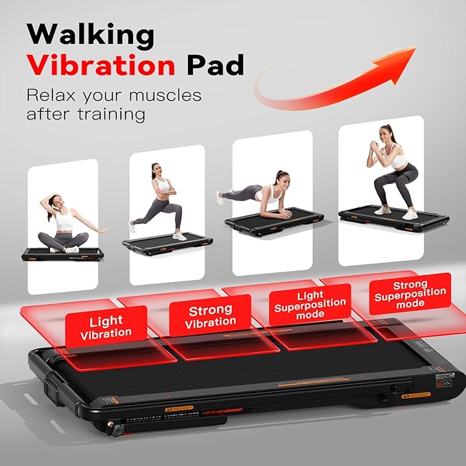 Lysole Folding Walking Pad Treadmill with Vibration&Incline,4-in-1 Under Desk Treadmills for Home&Office,350LBS Capacity,0.3-7.5MPH Speed,LED Display,Portable Treadmill with APP&Remote Control