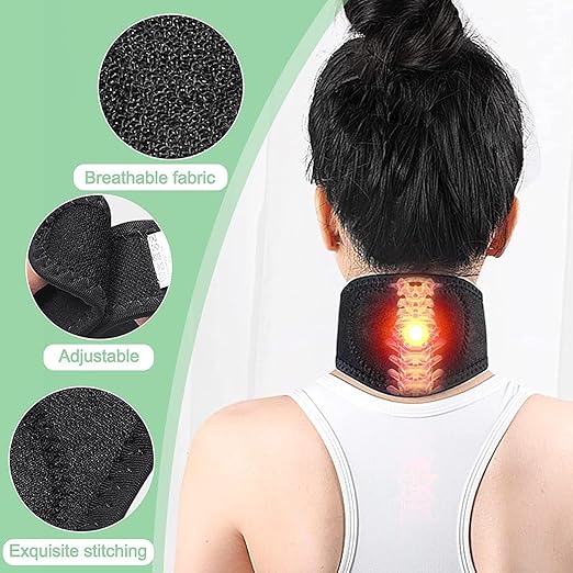 Magnetic Neck Support Brace, 2 Pcs Adjustable Soft Neck Brace Belt Cervical Collar, Magnetic Therapy Necks Wrap Support Pad, Men Women Necks Pain Relief Stiffness Relaxation Belt with 5 Magnets