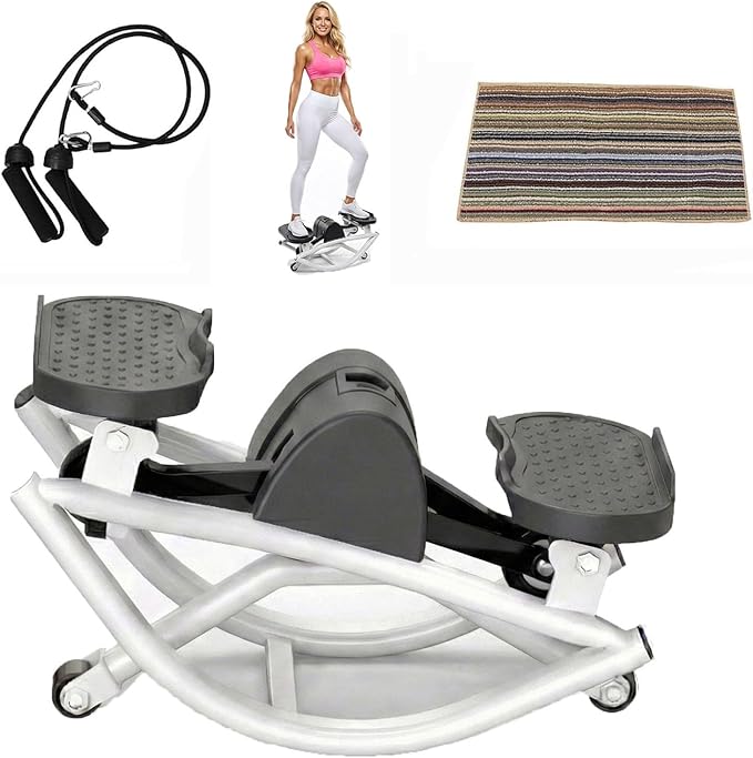 Mini Steppers for Exercise at Home, Rock Stepper Machine Side to Side, Portable Lateral Rocking Stepper with Resistance Bands, Low-Impact Home Workout Machine 330lbs Capacity, Stair Stepper Machine