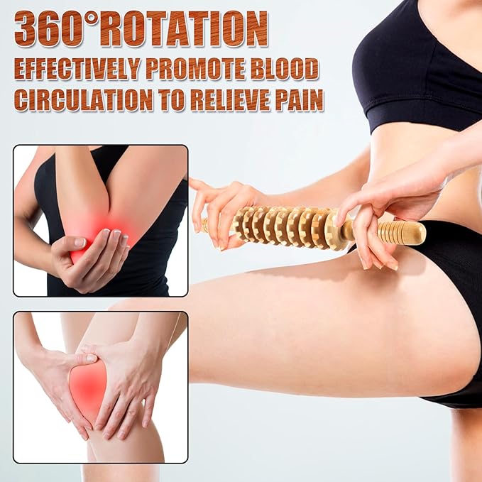 Wood Therapy Massage Tools,Wooden Massager Stick Roller Lymphatic Drainage Tool,Maderoterapia Kit Self Massage Roller Tool for Cellulite Reduction,Muscle Tension and Body Shaping,Contouring
