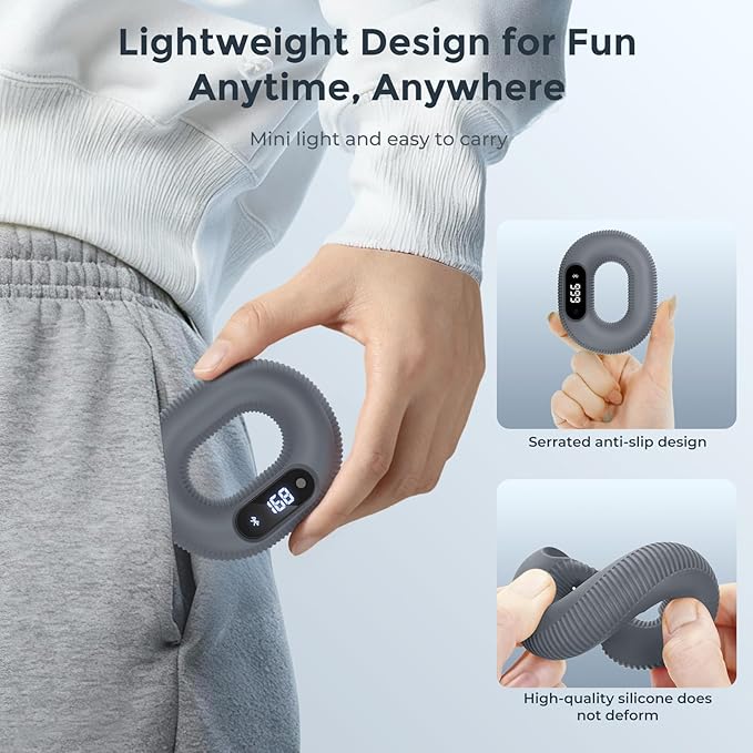 Smart Grip Strength Trainer with Bluetooth APP - Squeeze to Play Games & Scroll TikTok Hands-Free, Soft Silicone, Portable Hand Exercise for Strength, Stress Relief & Rehab