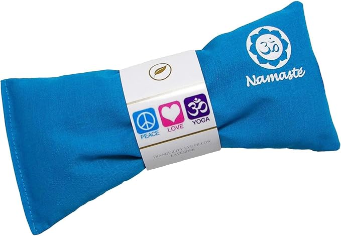 Lavender Eye Pillows - Yoga Eye Pillows Namaste Hot Cold Aromatherapy for Stress, Meditation, Spa, Relaxation Gifts - Made in USA Set of 4 - Turquoise Cotton