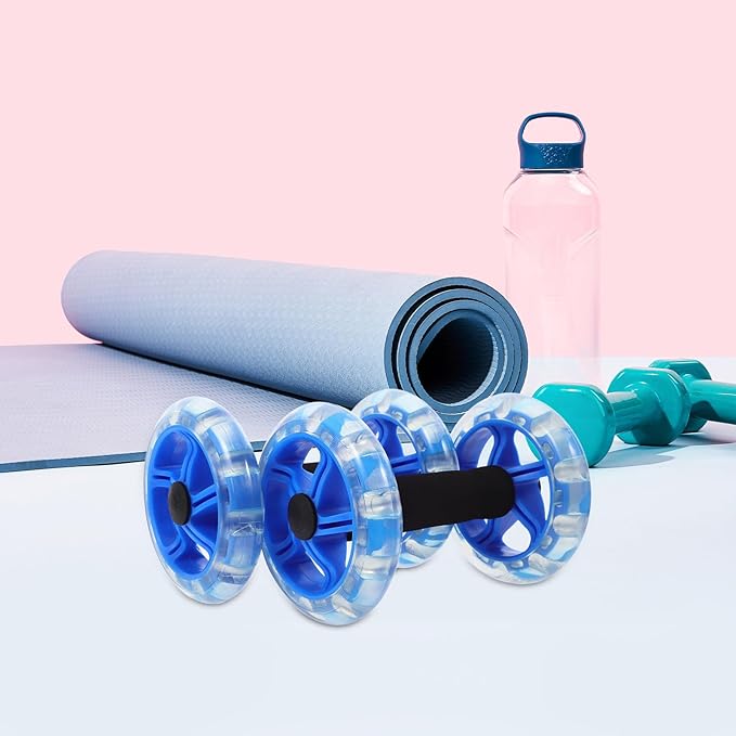 Dual Wheel Ab Roller Fitness Wheel Blue Abdominal Exercise Roller for Home Strength Training and Weight Loss Equipment