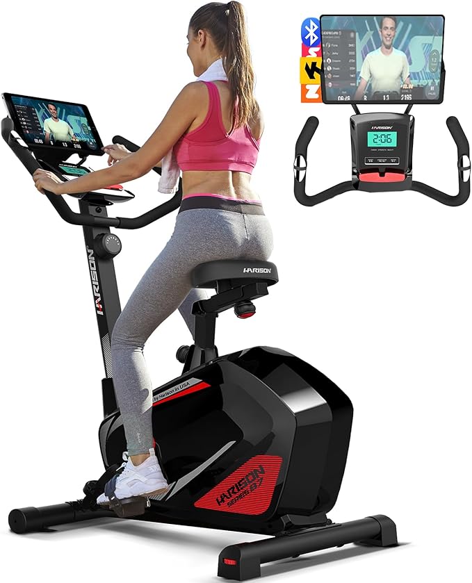 HARISON Exercise Bike for Home - 350lbs Magnetic Resistance Indoor Cycling Bike, Stationary Bikes with 2 in 1 LCD Monitor and Tablet Holder, Smooth & Quiet for Cardio Workout