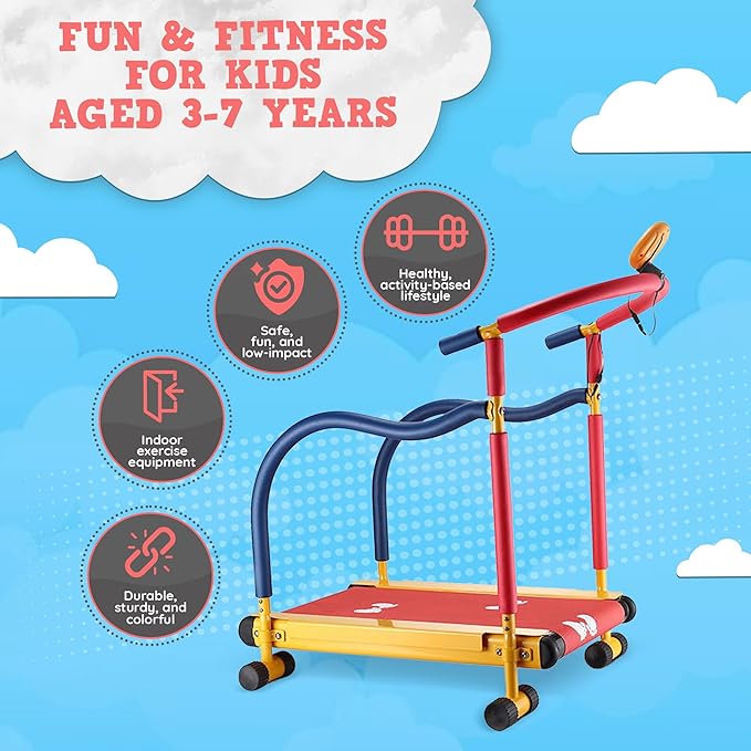 Redmon Fun & Fitness for Kids Manual Treadmill with Odometer, Timer, Auto-Off, and Monitor