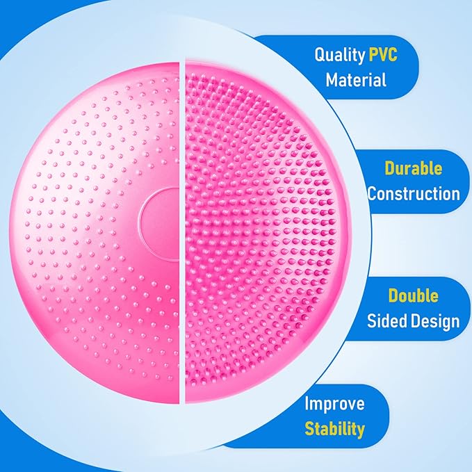 Leitee 3 Pcs Inflated Wobble Cushion Exercise Wiggle Seat for Sensory Flexible Seating Wobble Board Balance Disc Sensory Wiggle Seat Pad for Office Chair with Air Pump