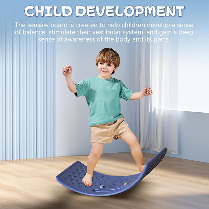 Rocker Board Balancing Training,Balance Board, Plastic Balance Seesaw Board with Elastic Ball, Improves Motor Skills and Build Core Strength, for Kids Toddlers Teens Balance Training, Balance boa