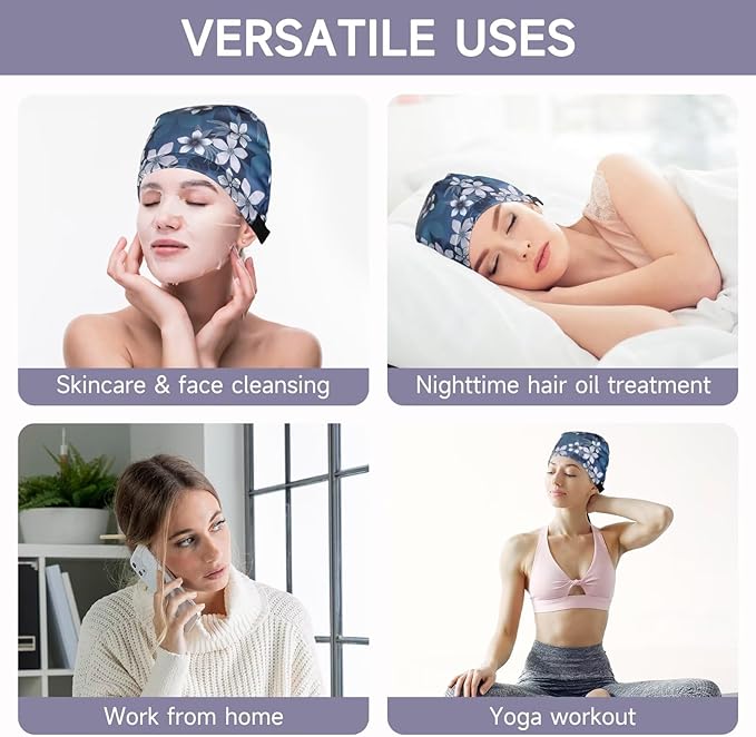 Castor Oil Pack Wrap Overnight Hair Wrap for Sleep Reusable Hair Cap Cover (Oil Not Included)