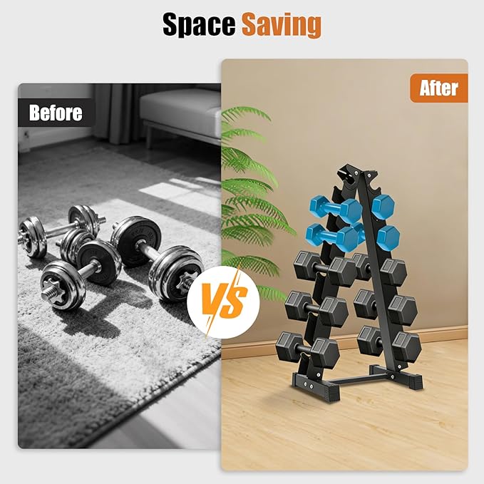 6-Tier Dumbbell Rack Stand Only, 660lbs Load-bearing Weight Rack for Dumbbells, A-Frame Training Dumbbell Holder for Storing Dumbbells in Homes, Hotels (Black)