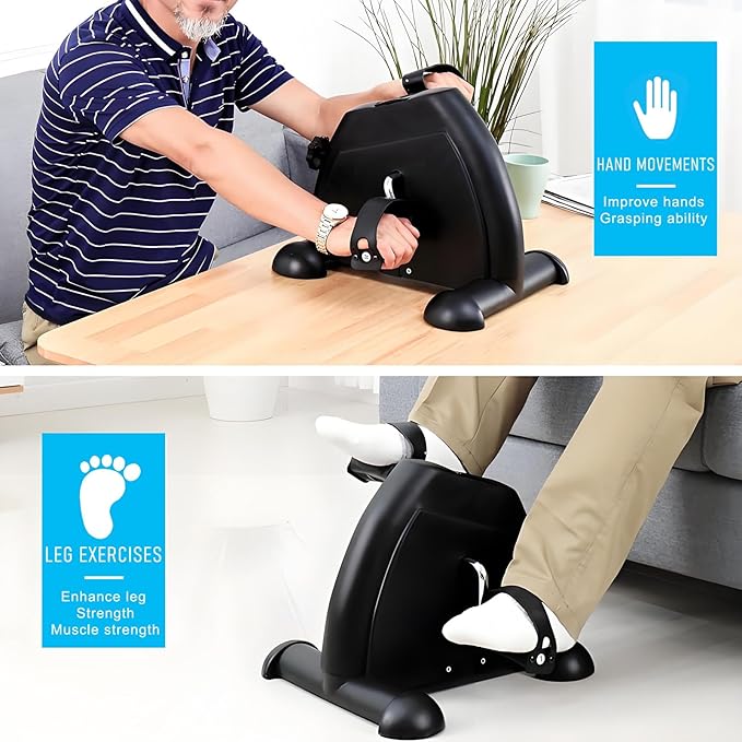 Under Desk Pedal Exerciser Bike with Digital LCD Display, Adjustable Resistance Pedal Exercise Bike, Easy Assembly 220lbs Load Capacity