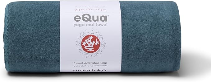 Manduka eQua Hot Yoga Mat Towel - 72" Instant Moisture Activated Grip Ultra Soft Microfiber Quick Dry, Daily Use Ready Lightweight, Travel Friendly Mat Layer 72 x 26.5 inches