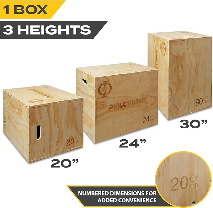 Philosophy Gym 3 in 1 Wood Plyometric Box - Jumping Plyo Box for Training and Conditioning