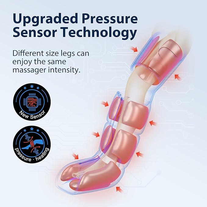 CINCOM Leg Massager with Heat and Compression, Air Compression Boots for Leg Calf & Foot Recovery, Edema Relief