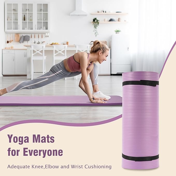 BalanceFrom Yoga Mat 1-Inch Extra Thick High-Density Exercise Mat with Non-Slip Surface & Carry Strap for Men & Women Tear-Resistant Pilates Workout Mat for Home Gym, Floor Fitness, Multiple Colors