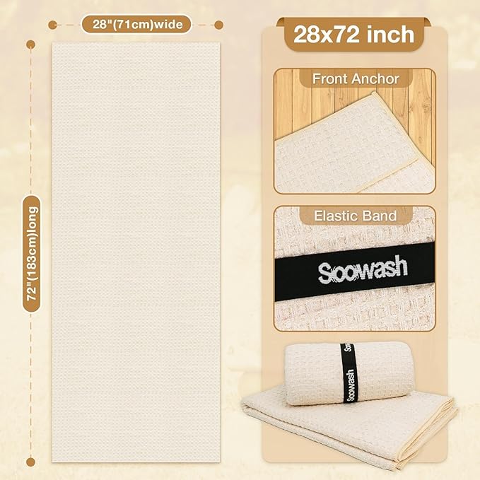 Hot Yoga Towel,Microfiber Yoga Mat Towels Non Slip for Hot Yoga Absorbent Microfiber Sweat Anti-Slip Cover,Bikram,Pilates,Exercise,Fitness 28 inch X 72 inch Beige 2 Pack