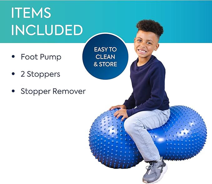 BouncyBand Peanut Shaped Stability Ball – 36” x 20”, Holds up to 350lbs – Improve Balance and Focus with The Sensory Play Tool