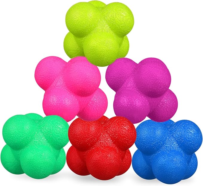 balacoo 6pcs Colorful Reaction Balls Hexagonal Motor Response Training Balls Reflex Training Toys Fitness Equipment Goalkeeper