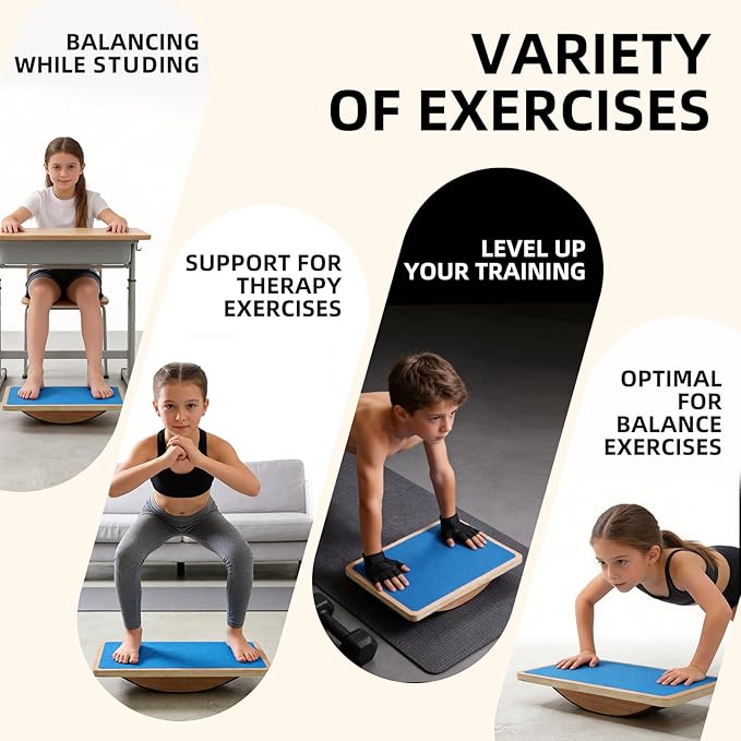 Juoe Balance Board Wobble Board for Adults and Kids - Anti-Slip 350LBS Balance Board for Physical Therapy,Balance Training,Posture Correction,Standing Desk Core Strength Wooden Balance Rocker Board