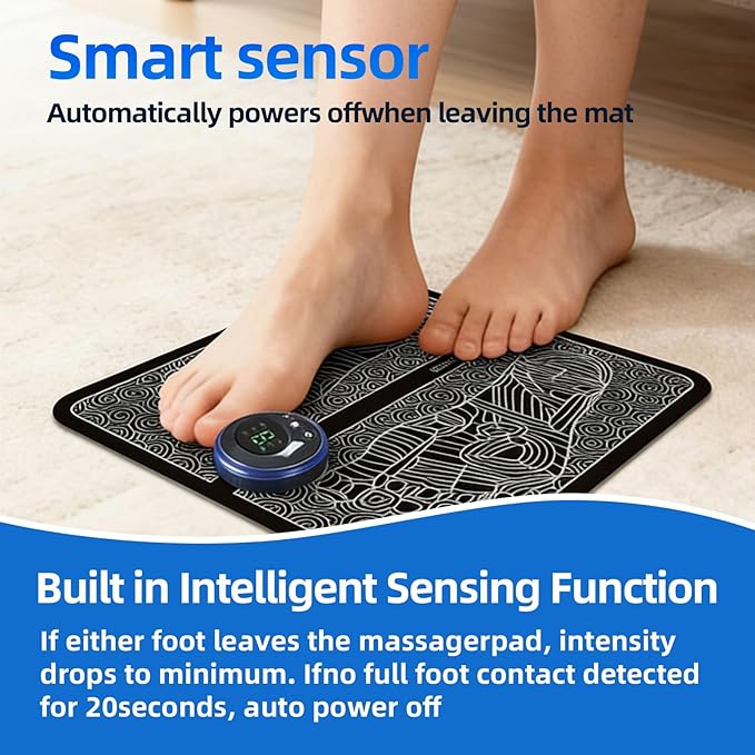 Ornaxis EMS Foot Massager Mat for Relaxes Muscles, Foot Plate Muscle Stimulator with Remote Control, 8 Massage Modes, 19 Intensity Levels, USB Rechargeable