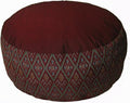 Meditation Cushion Zafu Pillow - Buckwheat and Kapok Fill - Ikat Diamond Burgundy