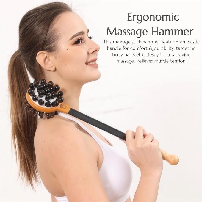 Massage Hammer, Meridians Back Knock Massager, Double Head Back Scratcher Percussion Massager, Manual Massage Hammer for Neck, Leg, Waist