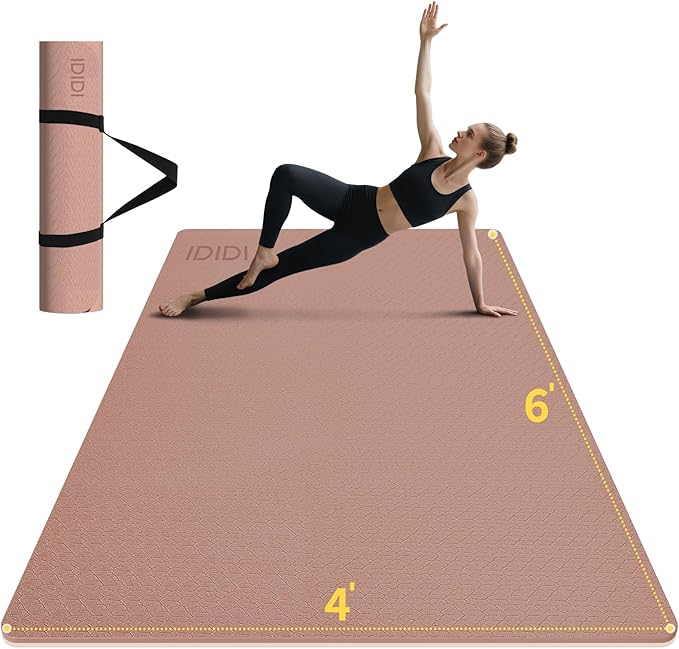 Large Yoga Mat (6'x 4') - Extra Long and Wide Workout Mat for Men and Women,Non-Slip POE 0.32''/0.4'' Thick Fitness Mat, Eco-Friendly, Thick Wide Exercise Mat for Home Workouts,Ideal for Yoga and Pilates.