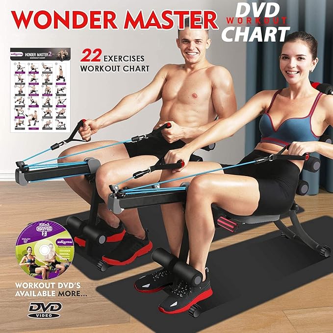 22 in 1 Wonder Master Core & Abdominal Workout Equipment, Foldable & Adjustable Rowing Machine, Core Strength Training& Abdominal Exercise Trainers with 22 Ways to Exercise for Home Gym