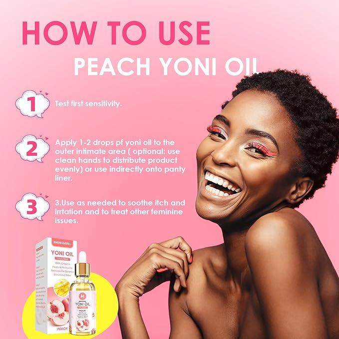 2 Pack Yoni Oil for Women, Organic Peach Feminine Care Product, 100% Natural Yoni Essential Oil, 1 fl oz/30ml/pc