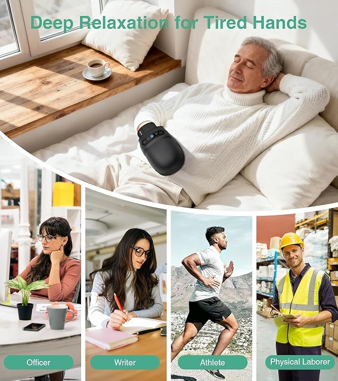 Medcursor Hand Massager - Hand Massager with Heat and Compression for Carpal Tunnel and Stiff Joints, Pain Relief from Wrist to Palm and Finger, Gifts for Women Men (Rechargeable)