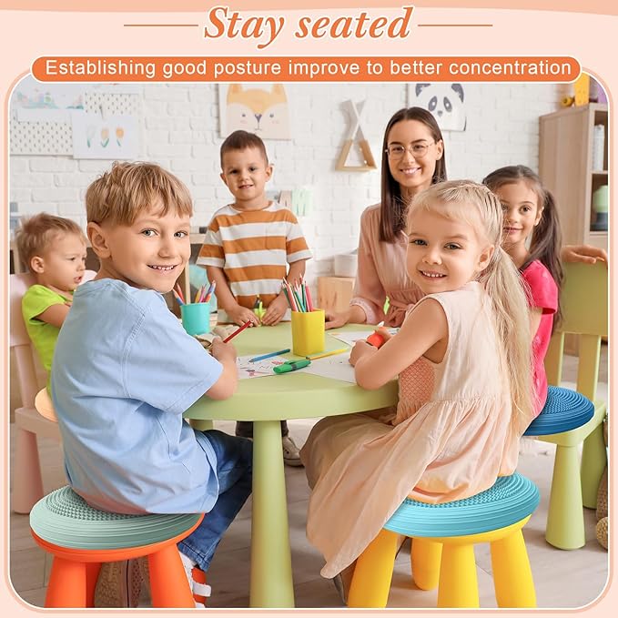 Libima 4 Pcs Wiggle Seat Inflated Wobble Cushion for Sensory Kid 13 Inches Balance Disc Flexible Seating for Classroom Sensory Pad for Chair Wiggle Cushion
