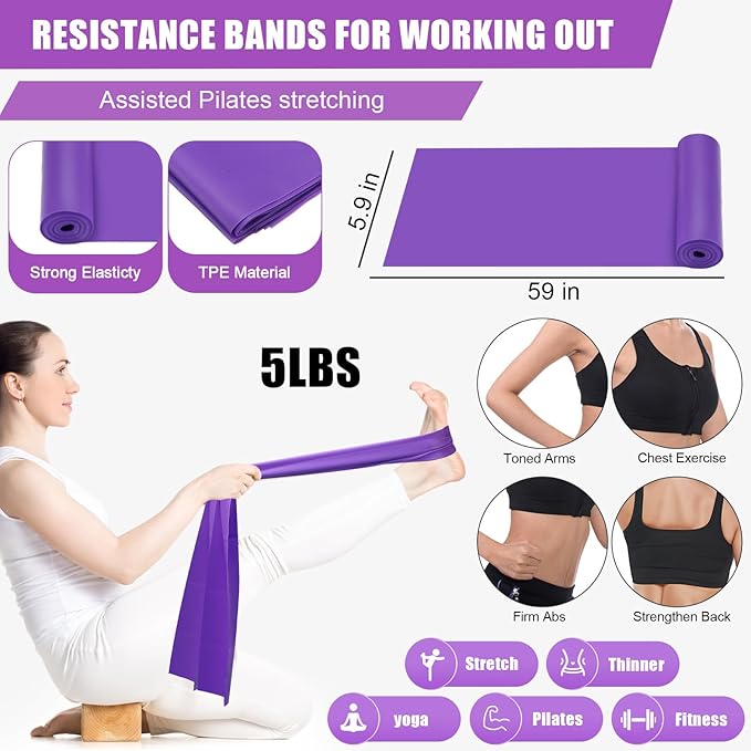 10 Pcs Home Pilates Ring Set for Women Yoga Equipment Accessories Pilates Ring Circle and Ball Workouts Gift Include Ball Yoga Circle Resistance Bands Block Straps Gym Bag